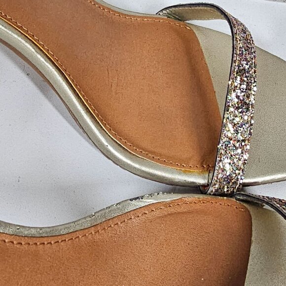 14th and Union Glittery Metallic Strappy Stiletto High Heel Sandals Women 9.5M - Picture 6 of 8